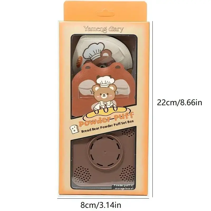 Thumbnail: 2 Pcs Ultra Soft Bread Shaped Powder Puff Makeup Applicator Double Sided Wet Dry