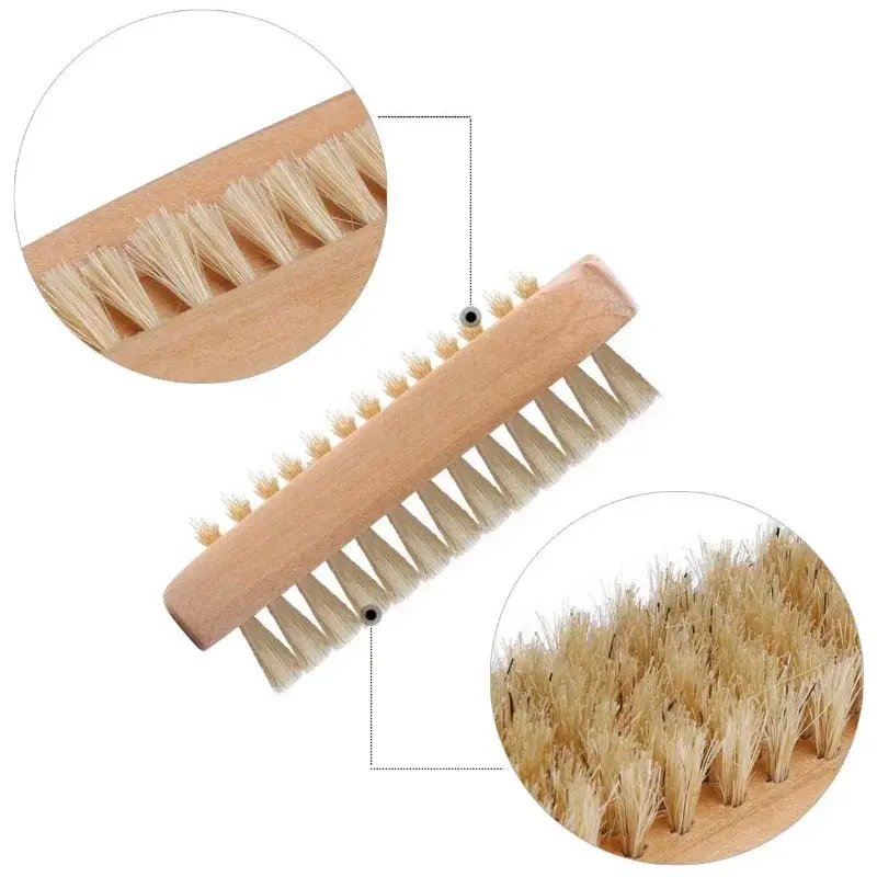 Thumbnail: Nail Art Trimming Bristle Brush Wooden Double Sided Handle Nylon Bristle Manicur