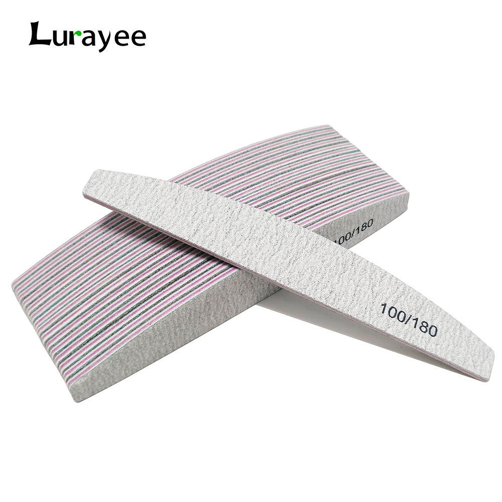 Nail File Buffer 100/180 Grit Half Moon Nail Files Double Side Sandpaper Nail Sa