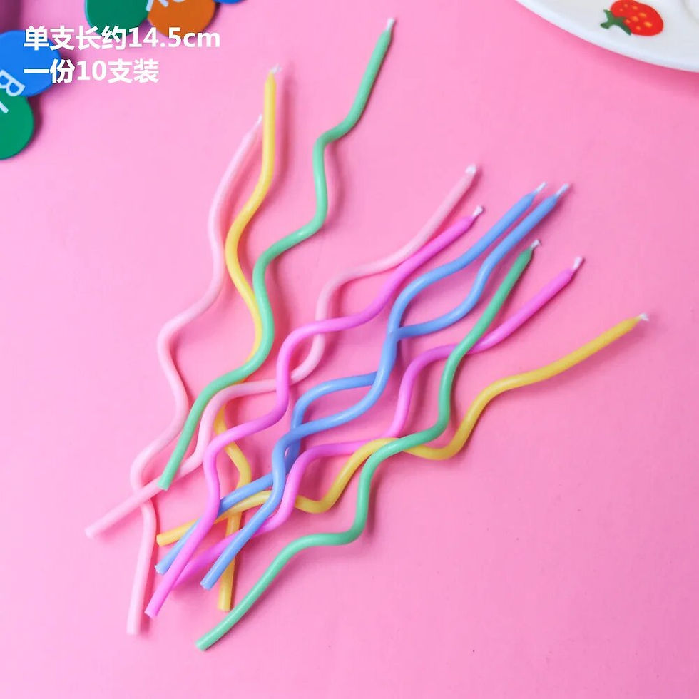 Thumbnail: Bear Candle Cake Topper Decoration Color Curved Striped Spiral Love 