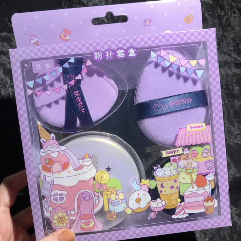 Yaozhi Purple Makeup Blending Sponges Set Liquid Foundation Powder Air Cushion C