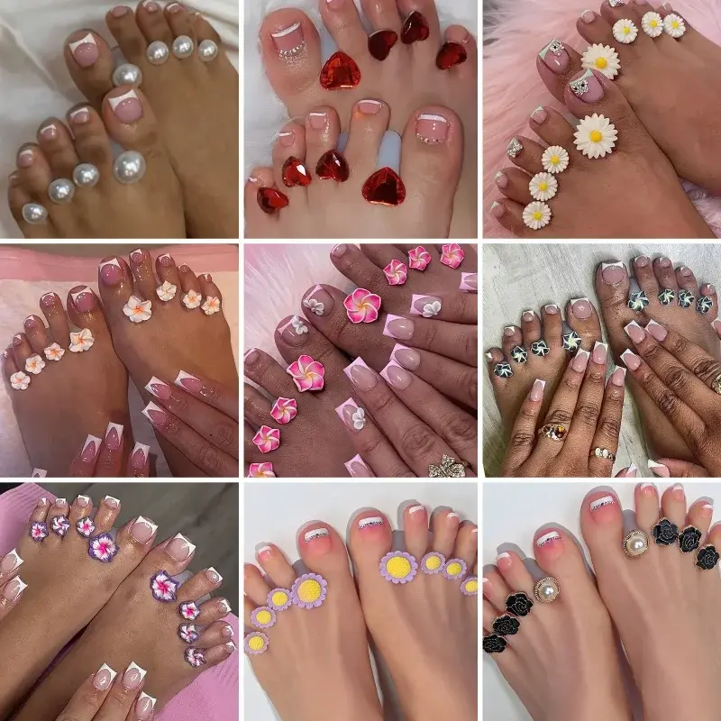 Thumbnail: 8pcs/Bag Soft Silicone Flower Design Perals Toe Separator For Pedicure Foot Fing