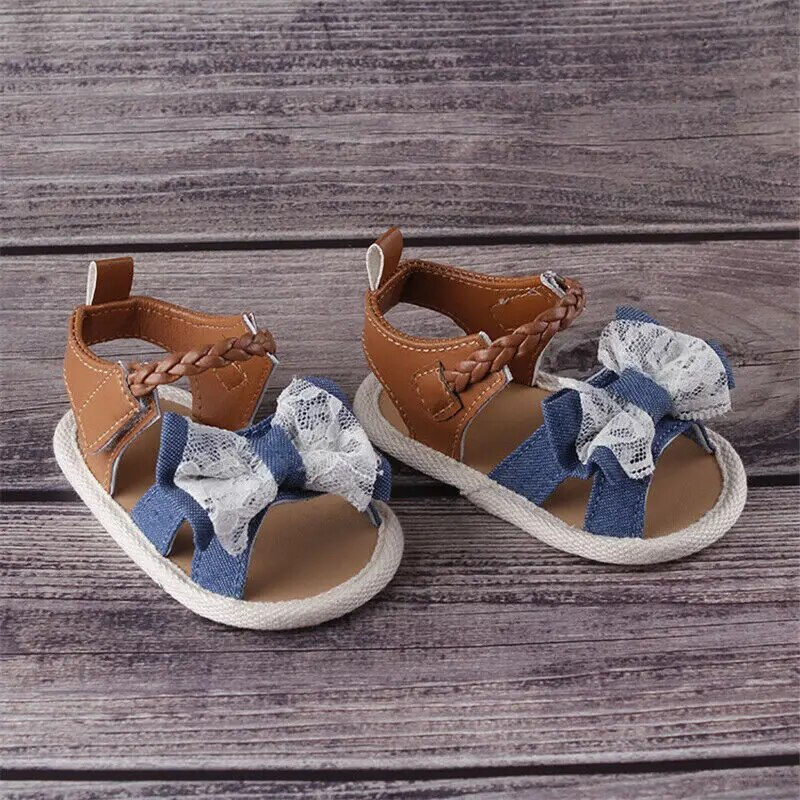 Thumbnail: Toddlers Baby Girls Sandal Shoes Baby Lace Bowknot Print Soft Sole 