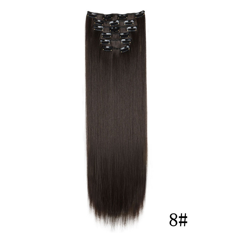 Thumbnail: Synthetic Clips in Hair Extensions Long Straight Hairstyle Blonde Black Hairpiec