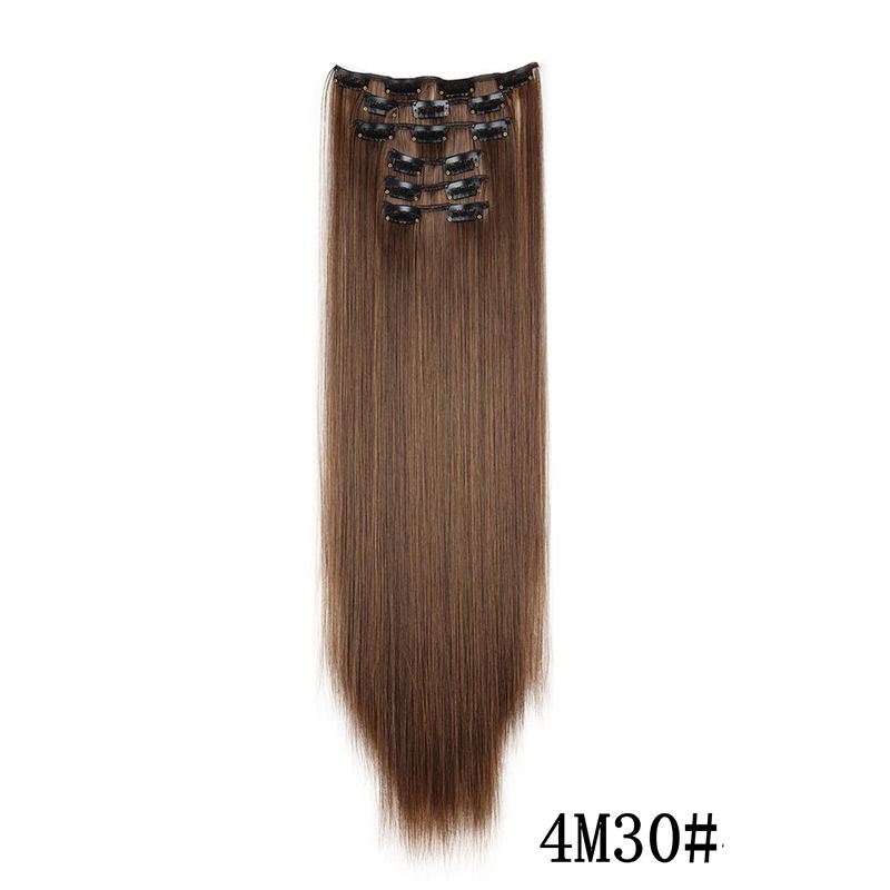 Thumbnail: Synthetic Clips in Hair Extensions Long Straight Hairstyle Blonde Black Hairpiec