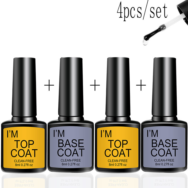 Nail Art Kit With 4 Pcs/Set Base Coat And Top Coat LED Light Curing Quick-dryin