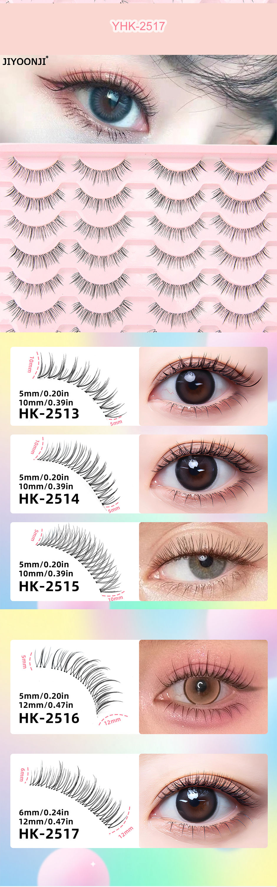 Thumbnail: 14 Pairs of Natural False Eyelashes in U-shaped Female Group Design with Transpa