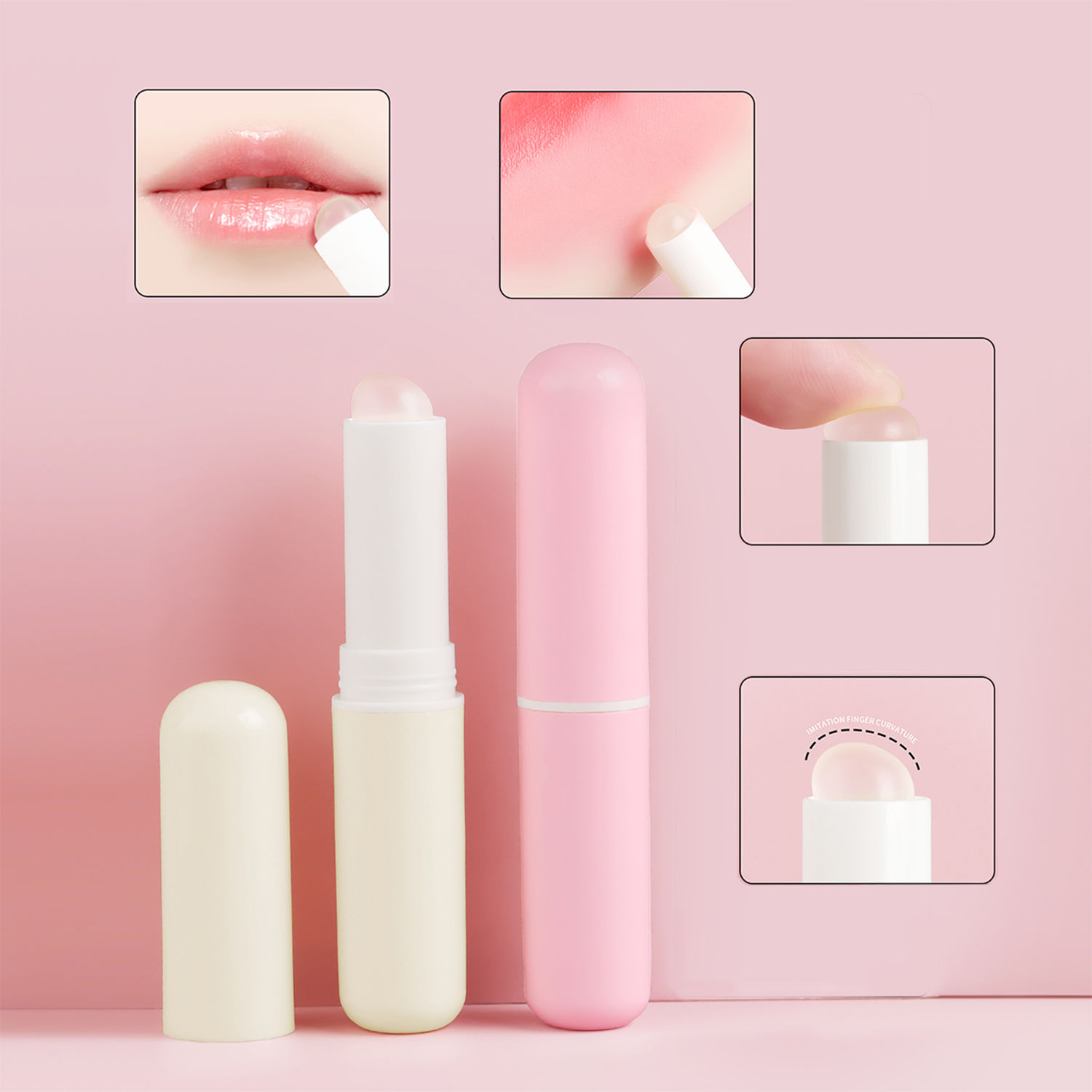 lip brush, 1pcs Plastic Cute Covered Portable for Smoother & Fuller Lip Appearan