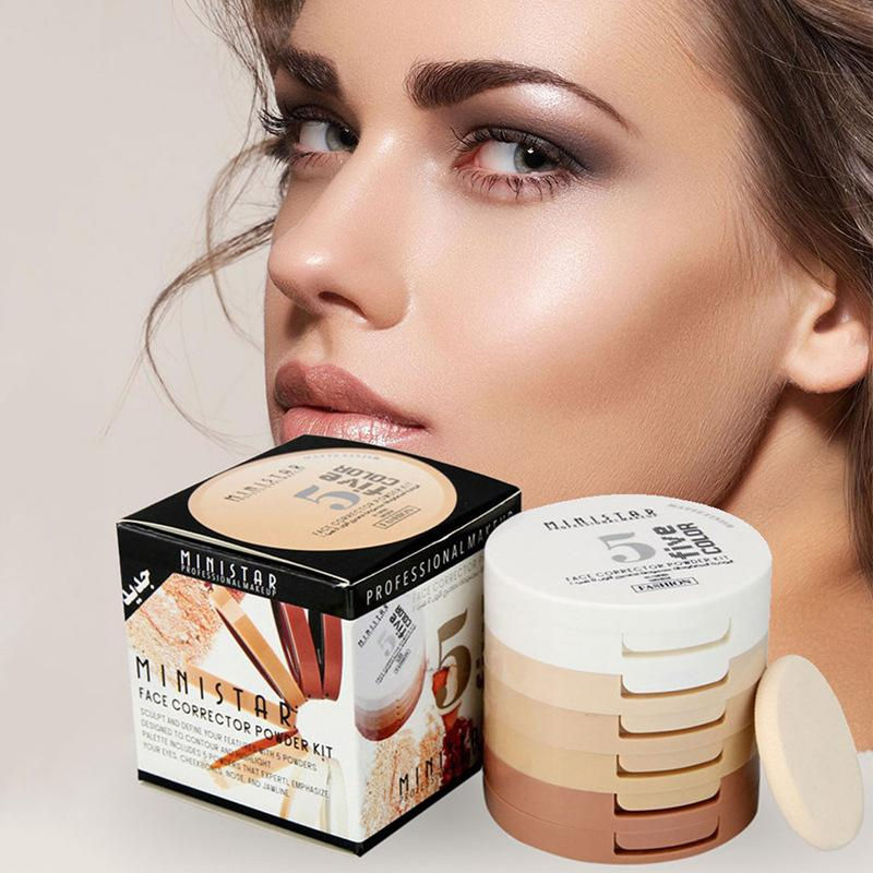 Thumbnail: Concealer Contouring Powder, 5 Color 5 Decked Powder Tower, Brightening Skin Ton