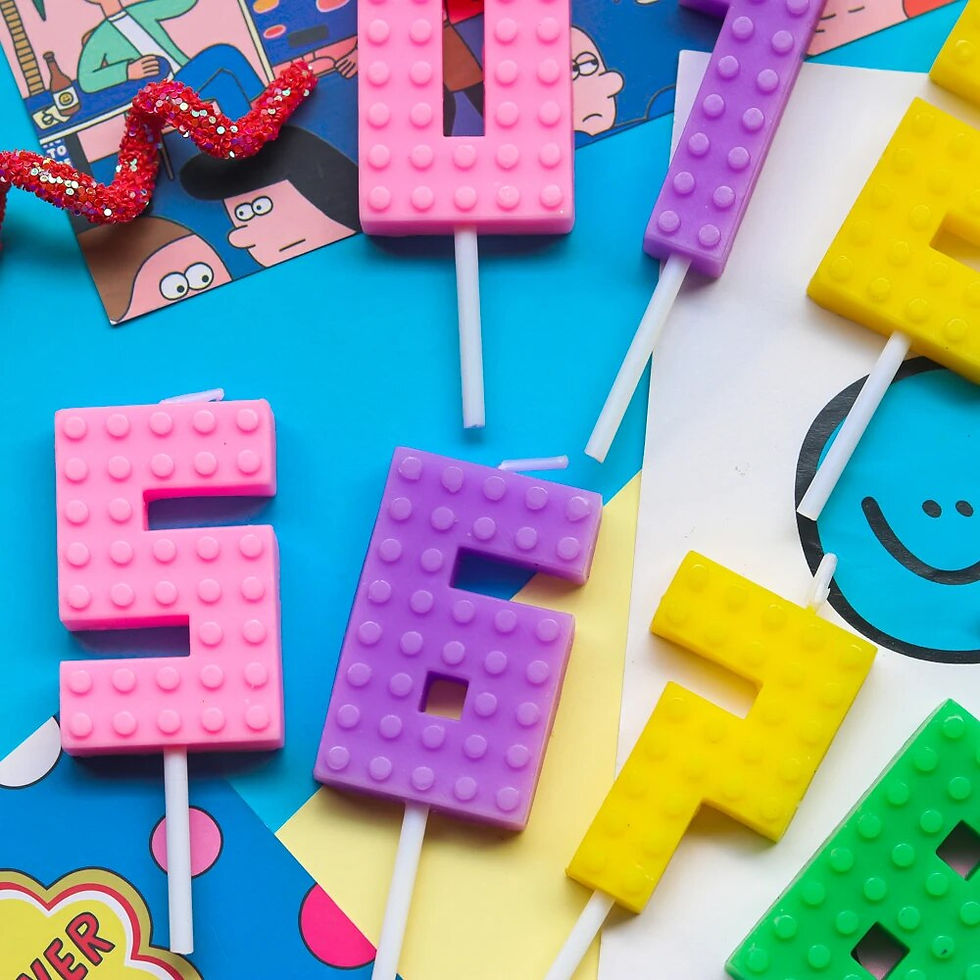 Thumbnail: Colorful Legos Number 0-9 Candles Retro Cake Topper  Baby Birthday 