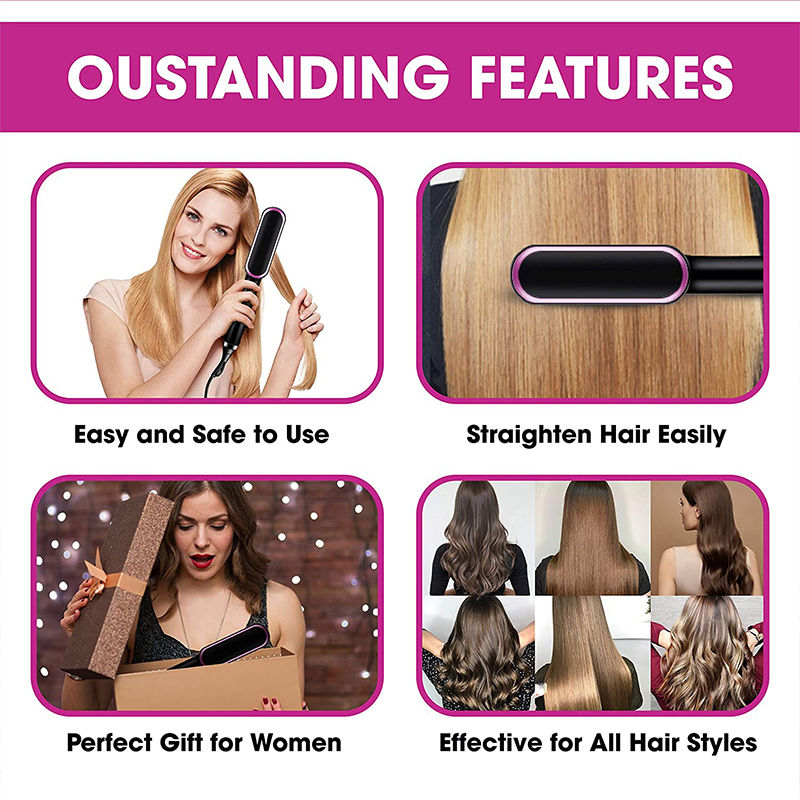 Thumbnail: Electric Hair Straightener Brush Professional Fashion Fast Heating Ceramic Hair 