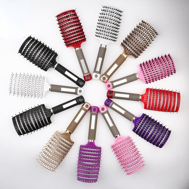 Thumbnail: Hair Brush Scalp Massage Comb Hairbrush Bristle&Nylon Women Wet Curly Detangle H