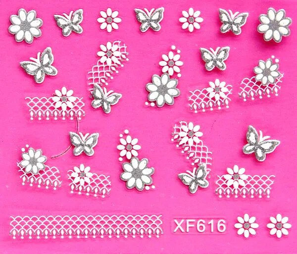 Thumbnail: Charm 3D flower design Water Transfer Nails Art Sticker decals lady 