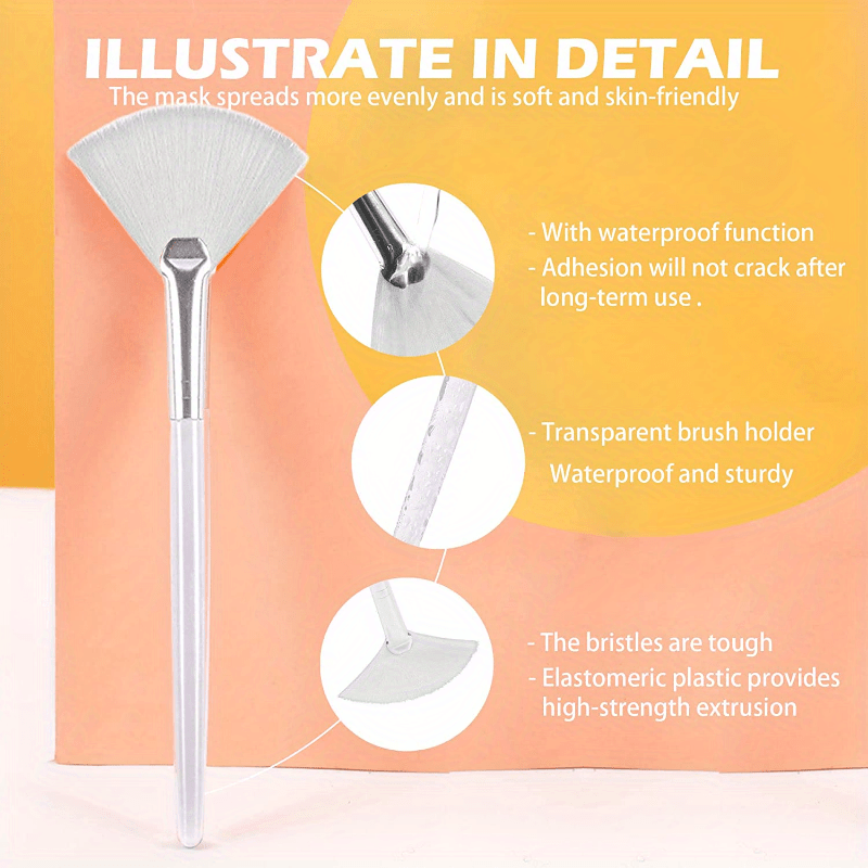Thumbnail: Soft Face Fan Brush Set for Mask Application & Skincare, Gentle Makeup Foundatio
