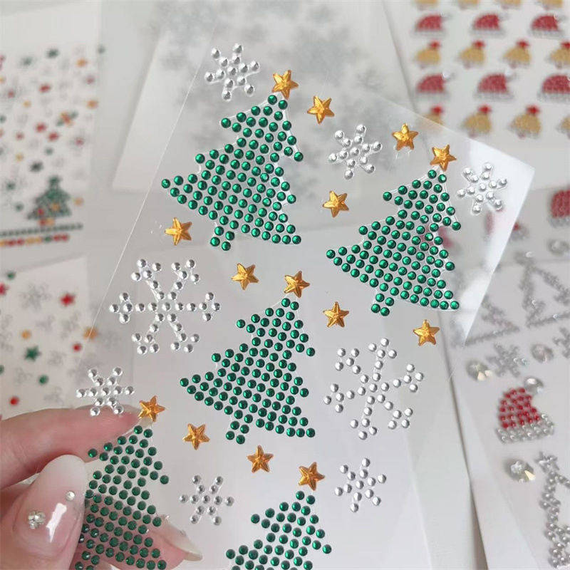 Thumbnail: Christmas Makeup White Snowflake Christmas Tree Stickers Rhinestone Eyes Face Te