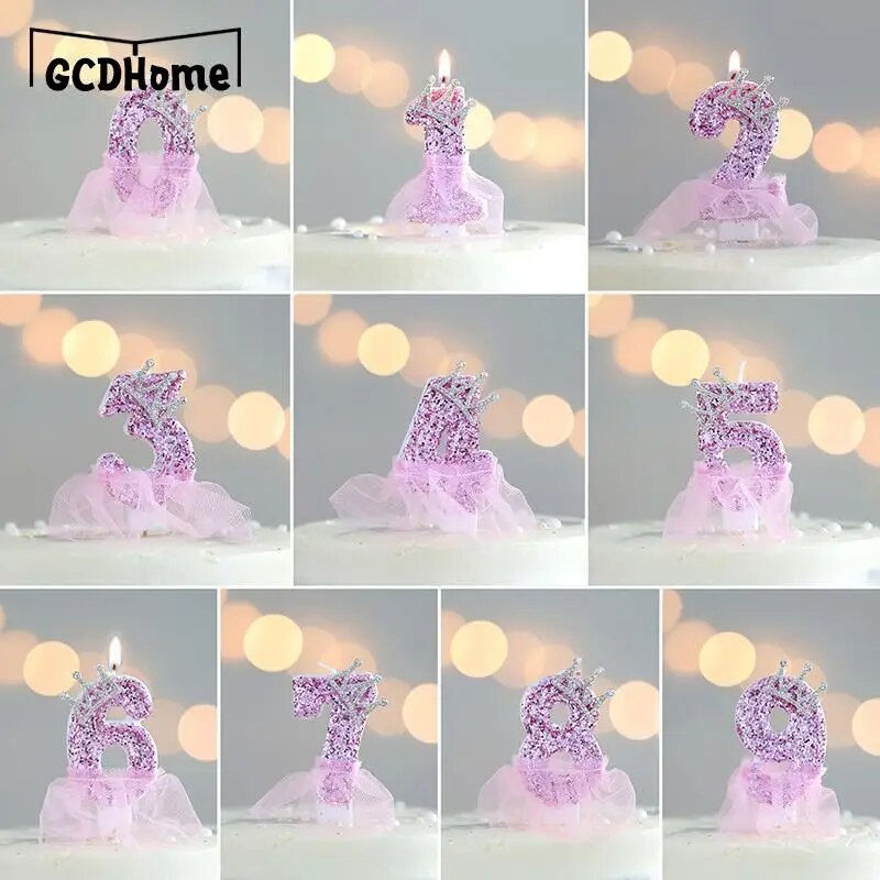 Thumbnail: 1PC Sweet princess Number Birthday Candles Cake Topper Birthday 