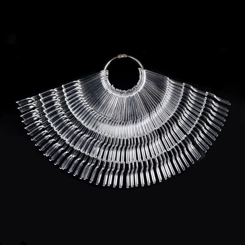 Thumbnail: 50 Tips False Nail Art Display Swatch Chart Fan Shape Acrylic Nail Color 