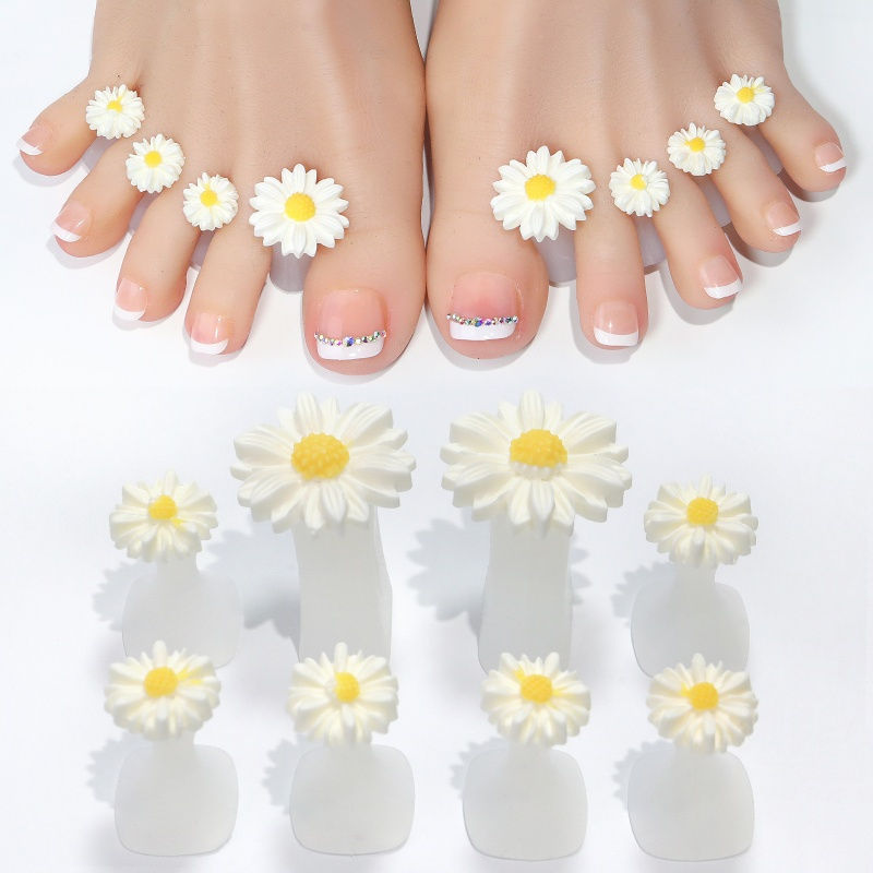 Thumbnail: 8pcs/Bag Soft Silicone Flower Design Perals Toe Separator For Pedicure Foot Fing