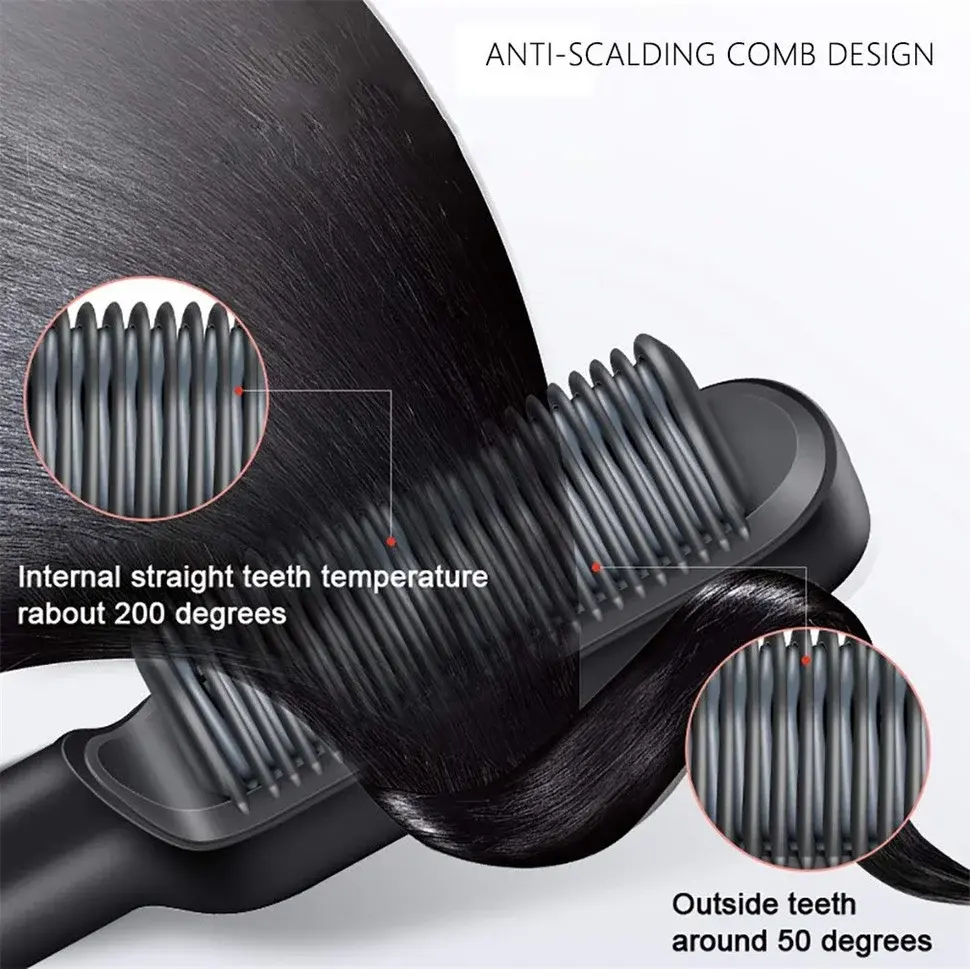 Thumbnail: Hair Straightener Professional Quick Heated Electric Hot Comb Hair Straightener 