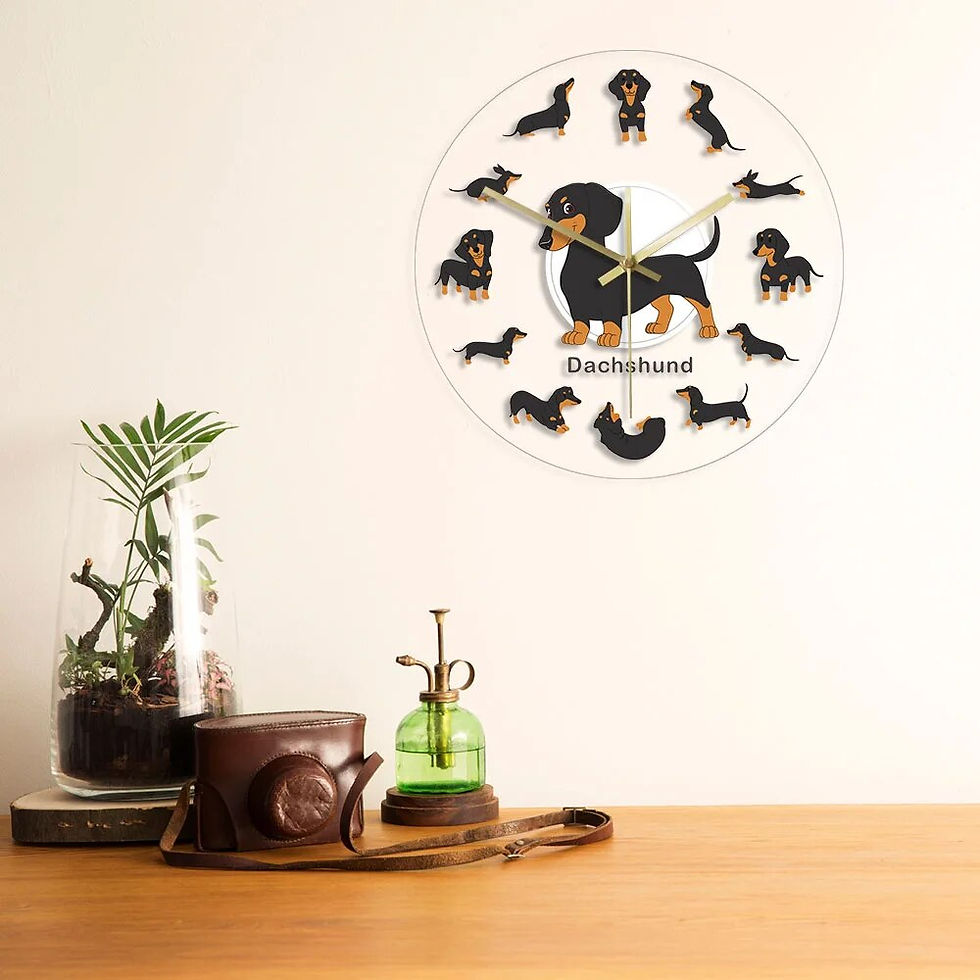 Thumbnail: Cartoon Dachshund Print Wall Clock Wiener Dog Animal Dogs Pets 