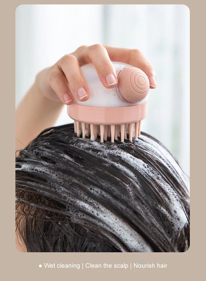 Thumbnail: Shampoo Comb Brush Liquid-Infused Hair Brush Head Cleaning Massager Pet Bathing 
