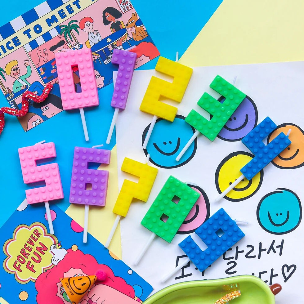 Thumbnail: Colorful Legos Number 0-9 Candles Retro Cake Topper  Baby Birthday 