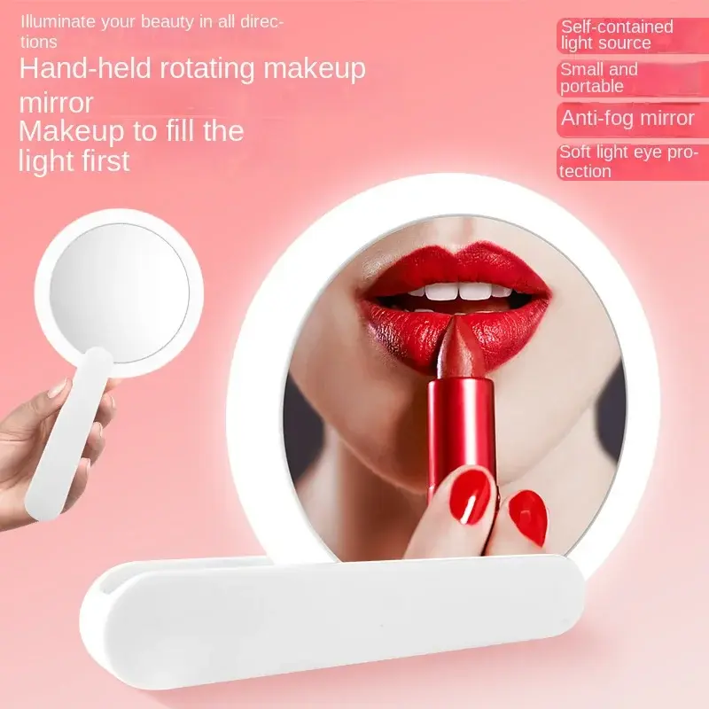 Thumbnail: Hot selling handheld/desktop rotatable LED makeup mirror, foldable, portable tou