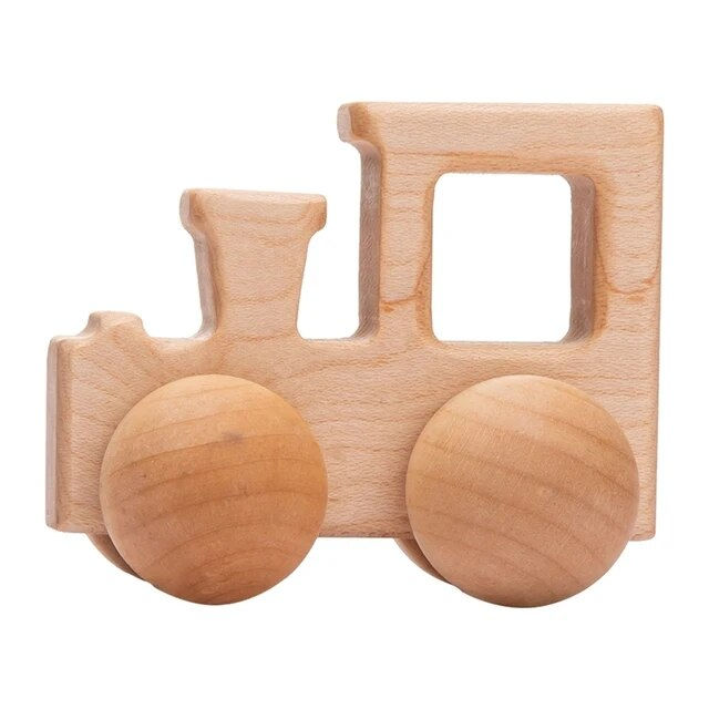 Thumbnail: 1pc Organic Beech Wooden Car For Babies BPA Free Montessori Toys 