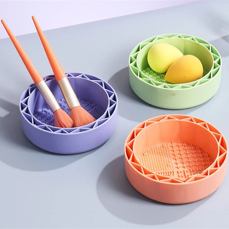 Thumbnail: Makeup Brush Cleaning Bowl Powder Puff Beauty Egg Washing Brush 