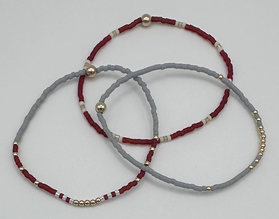 Crimson, Grey & White