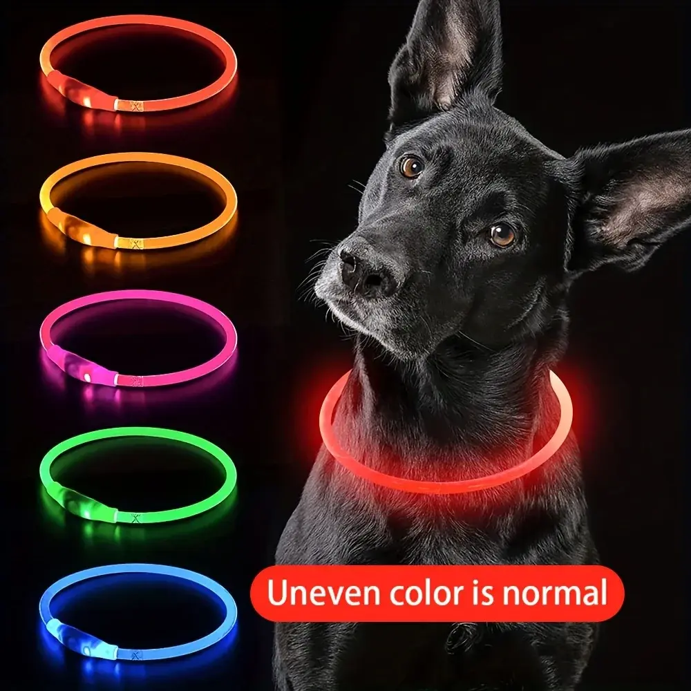 Pet Dog LED Light Collar Luminous Anti-Lost Dog Collar USB Rechargeable Dog