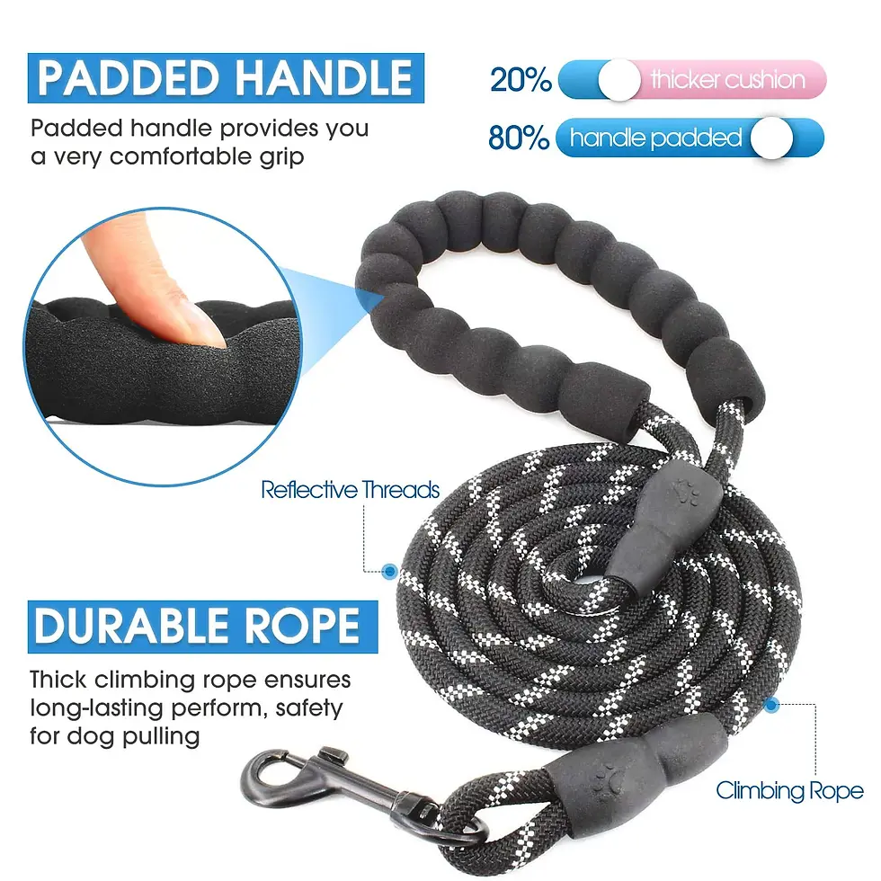Thumbnail: 120/150/200/300cm Reflective Dog Leash Soft Handle Dog Leash Reinforced Leash