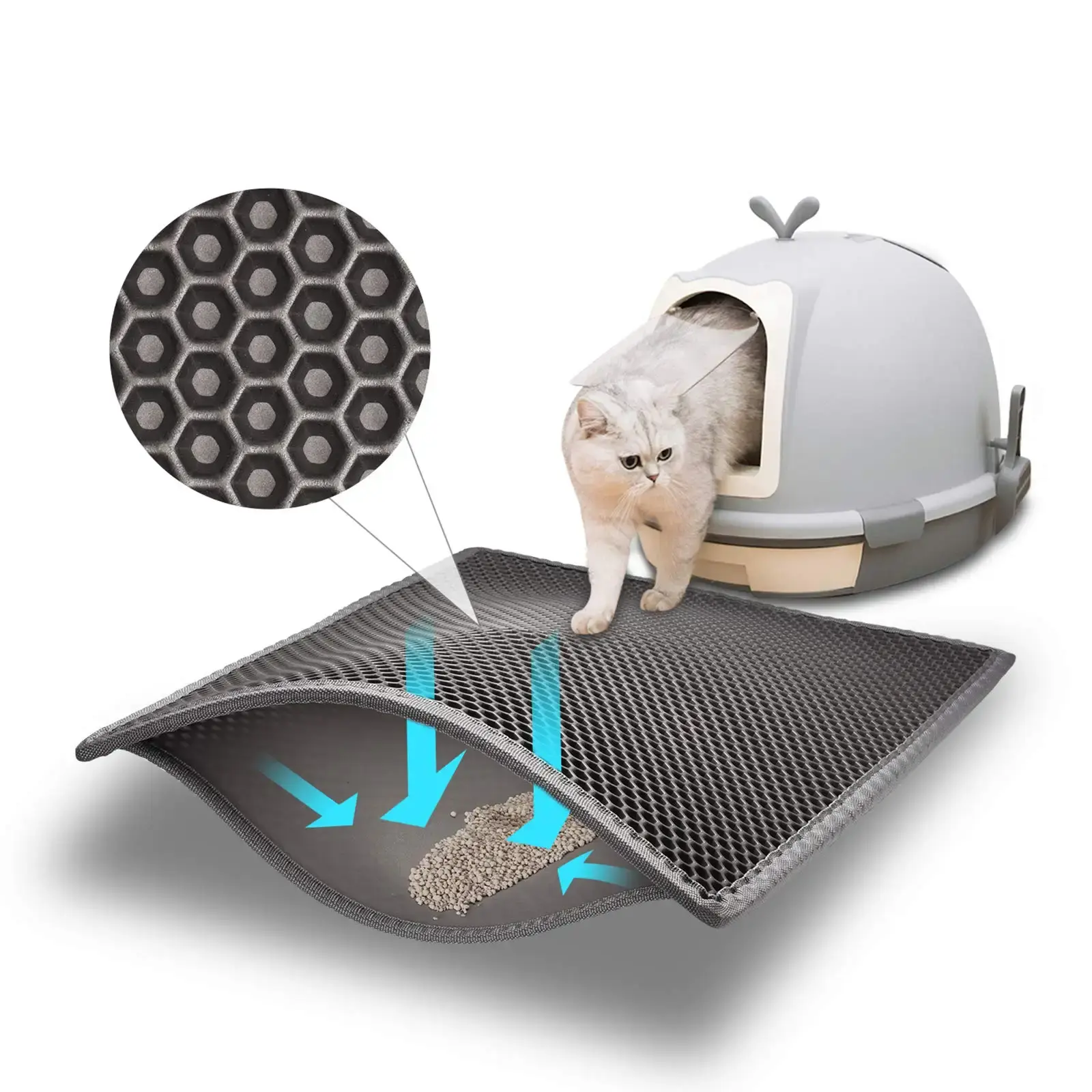 Double-Layer Waterproof Cat Litter Trapping Mat - Honeycomb