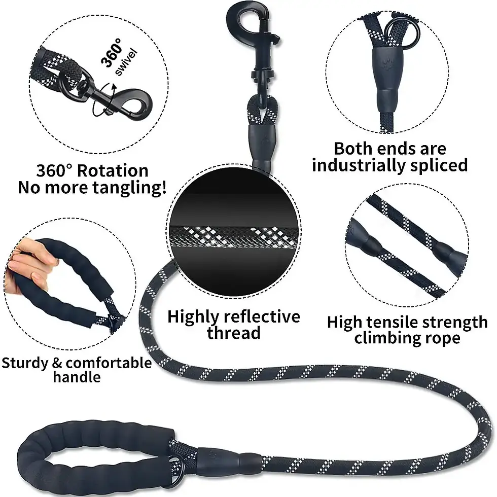 Thumbnail: 120/150/200/300cm Reflective Dog Leash Soft Handle Dog Leash Reinforced Leash