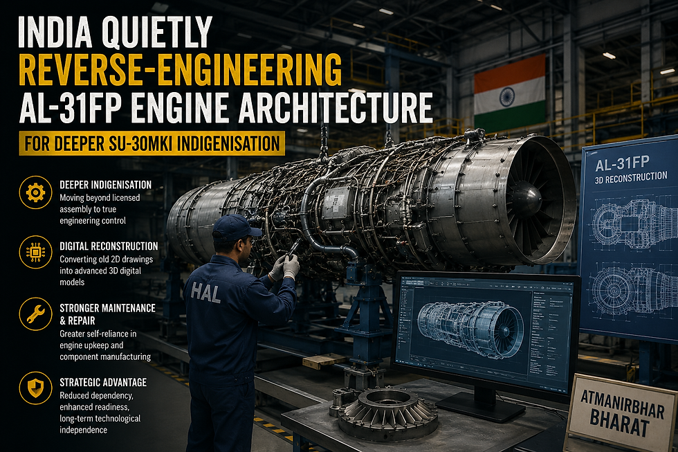 India’s push to reverse-engineer the AL-31FP engine could significantly strengthen Su-30MKI indigenisation, maintenance capability, and long-term aerospace self-reliance.