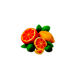 claymation citrus fruits including orange, lemon, and lime grouped together