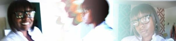 A soft-focus triptych of Kiing during graduate school. Wearing glasses and a white collared shirt, they smile toward the camera in one image, appear in side profile in the center and pose with a sleek bob and bangs in the third.