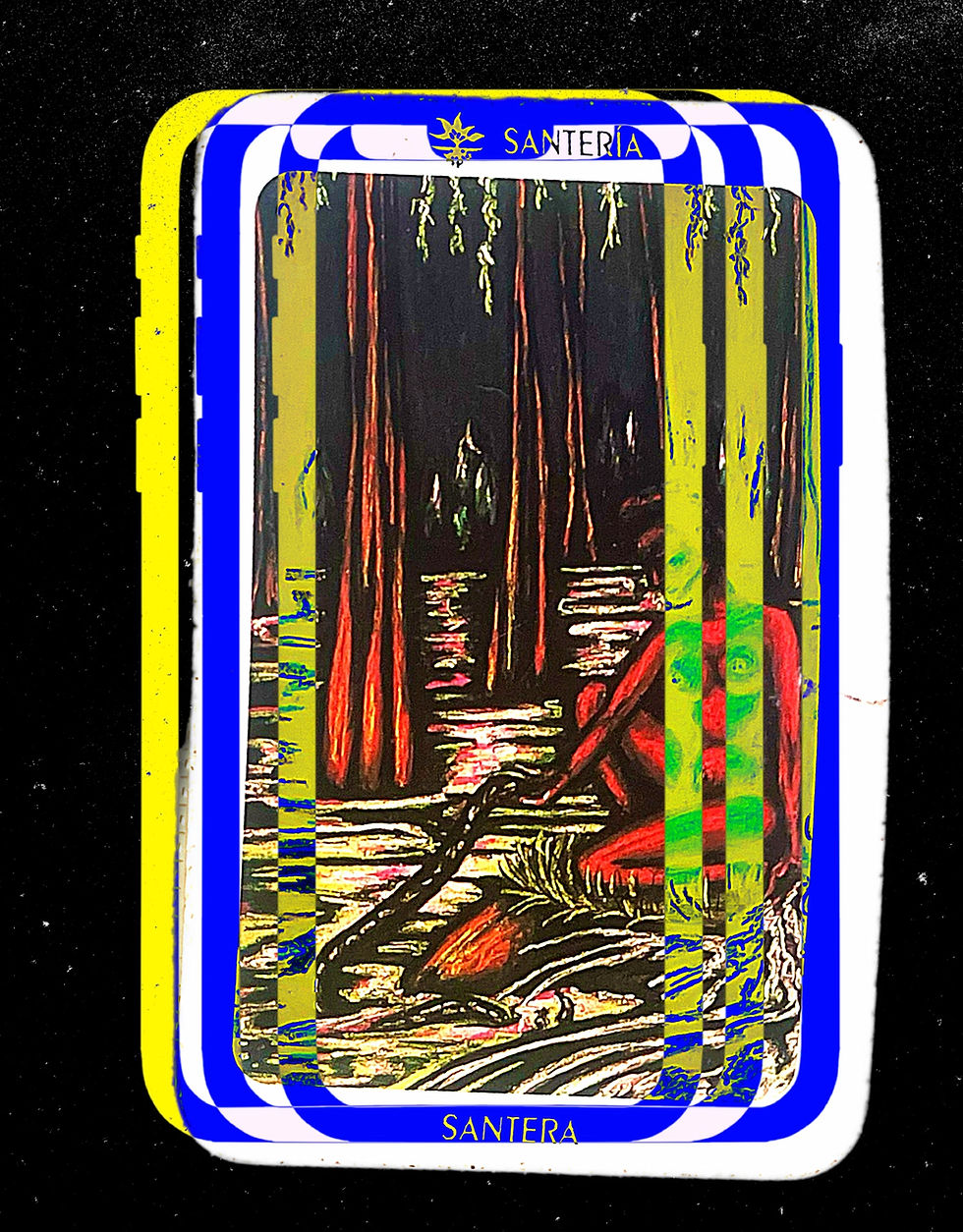Santeria Santera tarot card from Altar’d U Astro Me with layered body imagery and spiritual symbolism