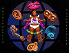 Heavy claymation Afroscape illustration for Mwili Kisiasa: The Body Politic featuring a central embodied figure with an exposed brain surrounded by symbolic sensory and embodiment elements including an ear, lips, mask, ocean wave, cybernetic arm, mushrooms, roses, and protective eye forms against a cosmic backdrop representing interconnected nervous system, identity, and liberation themes within the Bespokecurry cosmos.