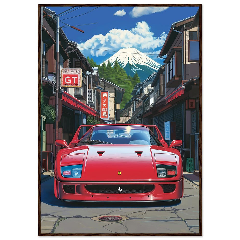 Thumbnail: Anime-Style Ferrari F40 in Japan - Premium Matte Paper Wooden Framed Poster