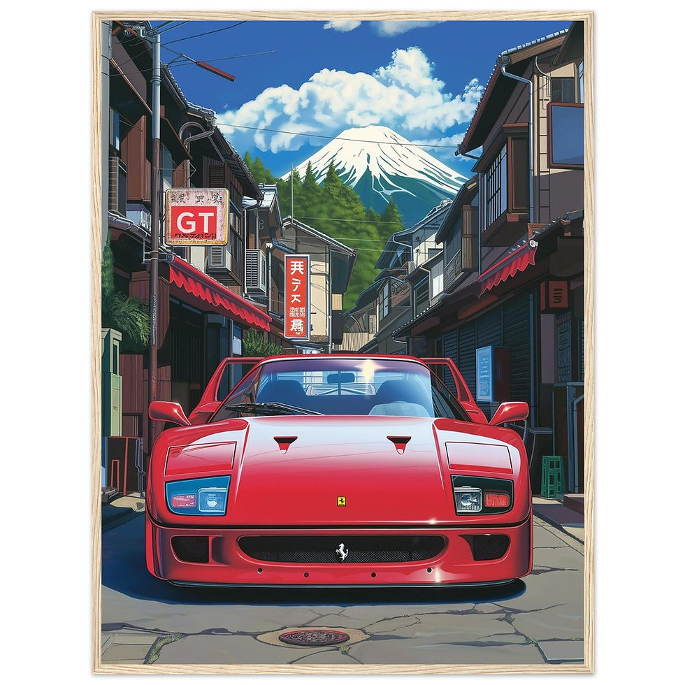 Thumbnail: Anime-Style Ferrari F40 in Japan - Premium Matte Paper Wooden Framed Poster