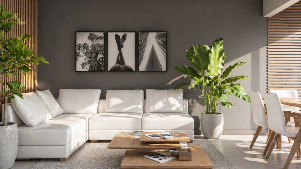 Apartamento reformado com layout integrado e fluido, requalificando edificação existente para otimizar áreas compactas. Núcleo social organizado por elemento central que reúne preparo, convivência e apoio, com marcenaria e soluções embutidas que garantem organização e continuidade visual. Setor íntimo voltado ao descanso, com conforto acústico e redução de estímulos. Vegetação distribuída melhora o microclima e a experiência sensorial, enquanto aberturas ampliam a entrada de luz natural e a ventilação, elevando o conforto ambiental.