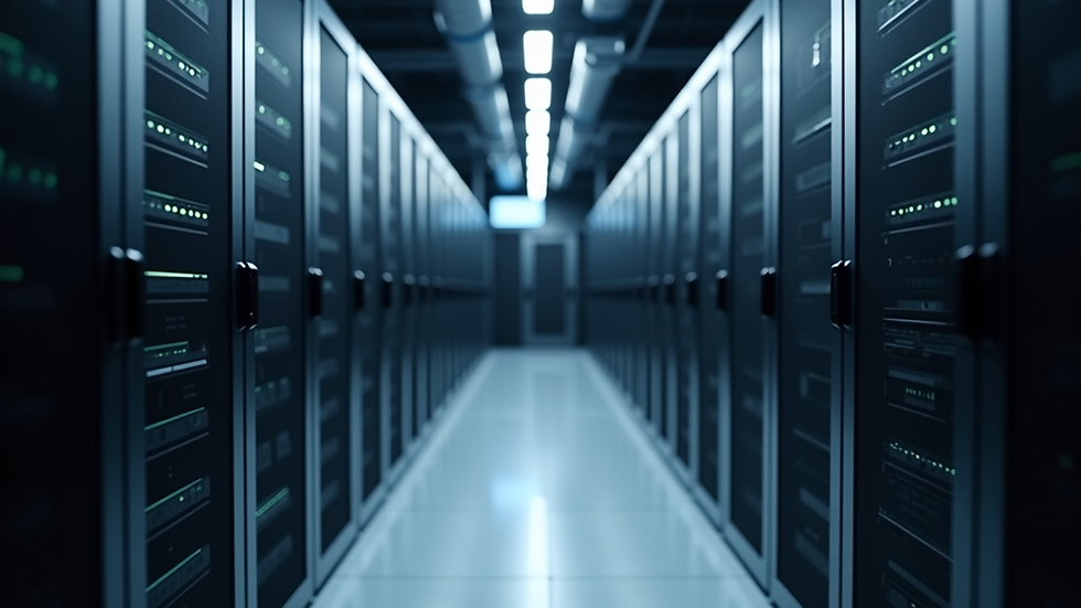 High angle view of a data center with servers