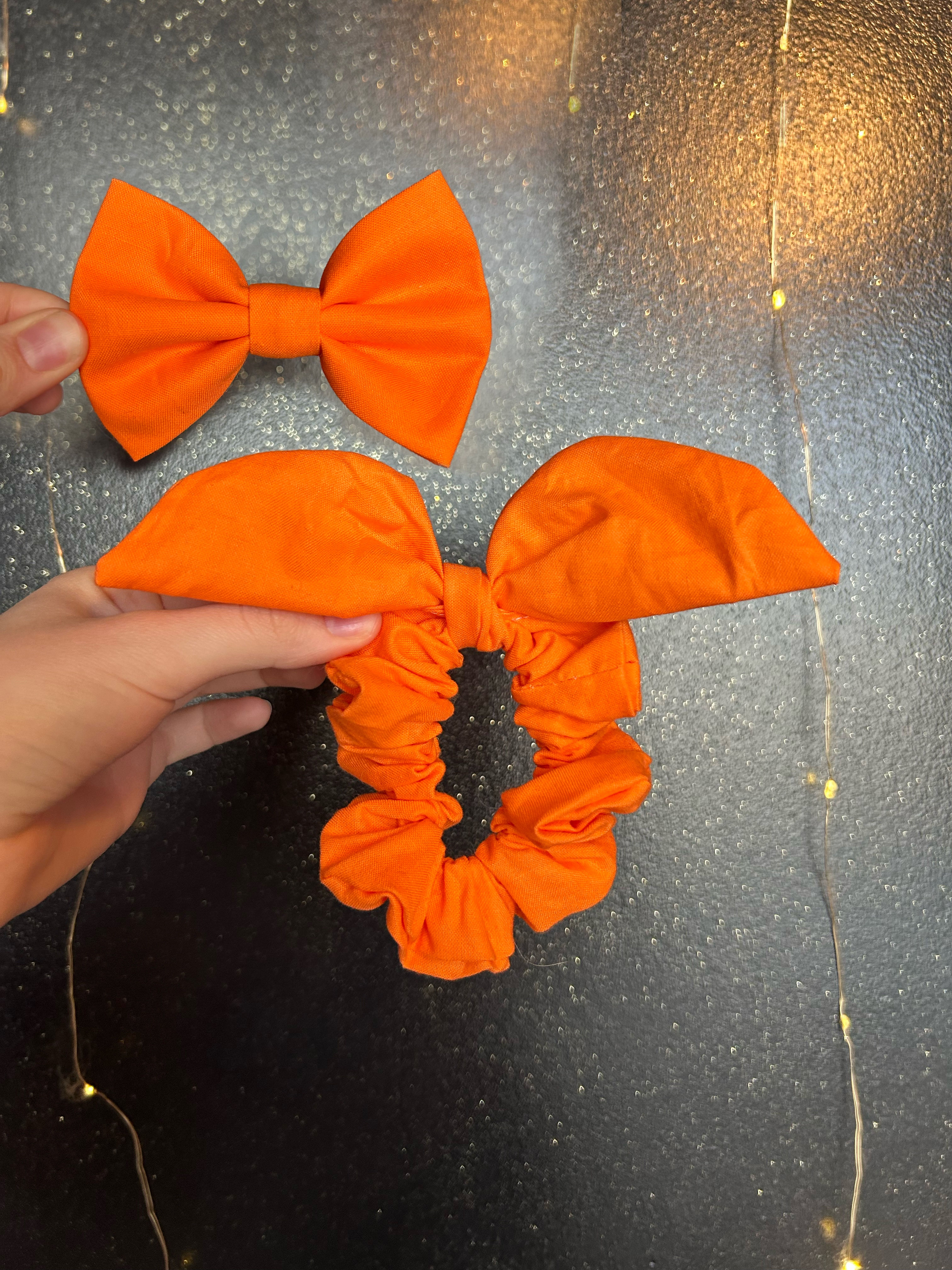 Tangerine" Pet bow and Human Hair Scrunchie Matching