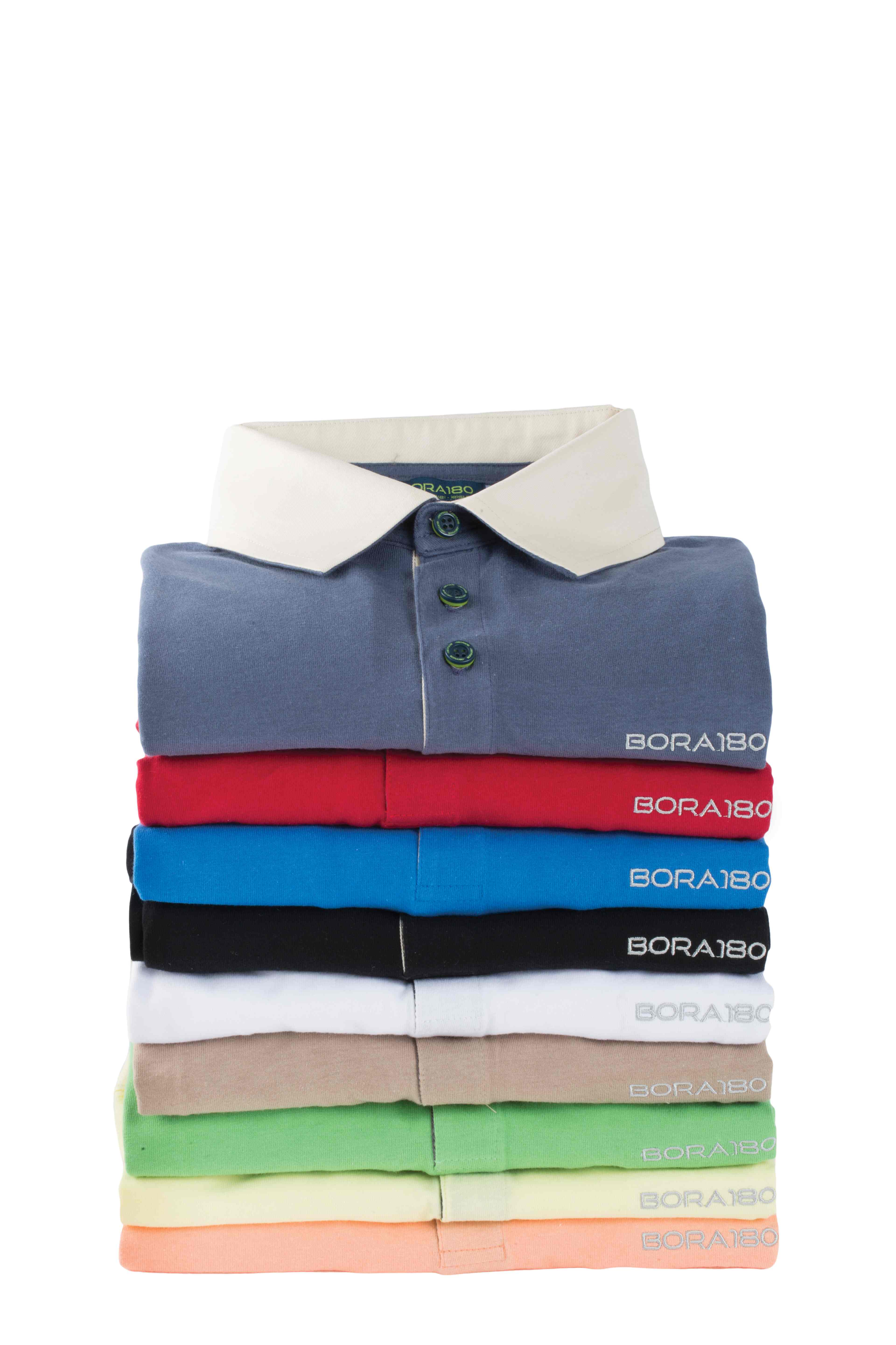 Long-Sleeve Polo with Twill Collar