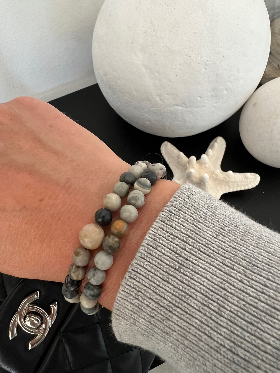 Miniaturebillede: Jaspis grey gemstone bracelet