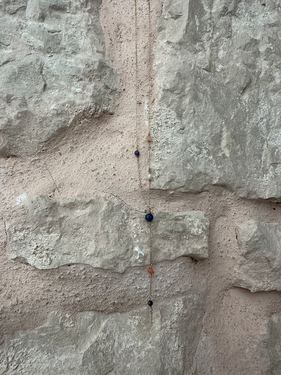 Miniaturebillede: OOAK multicolored bubble necklace gold, navy