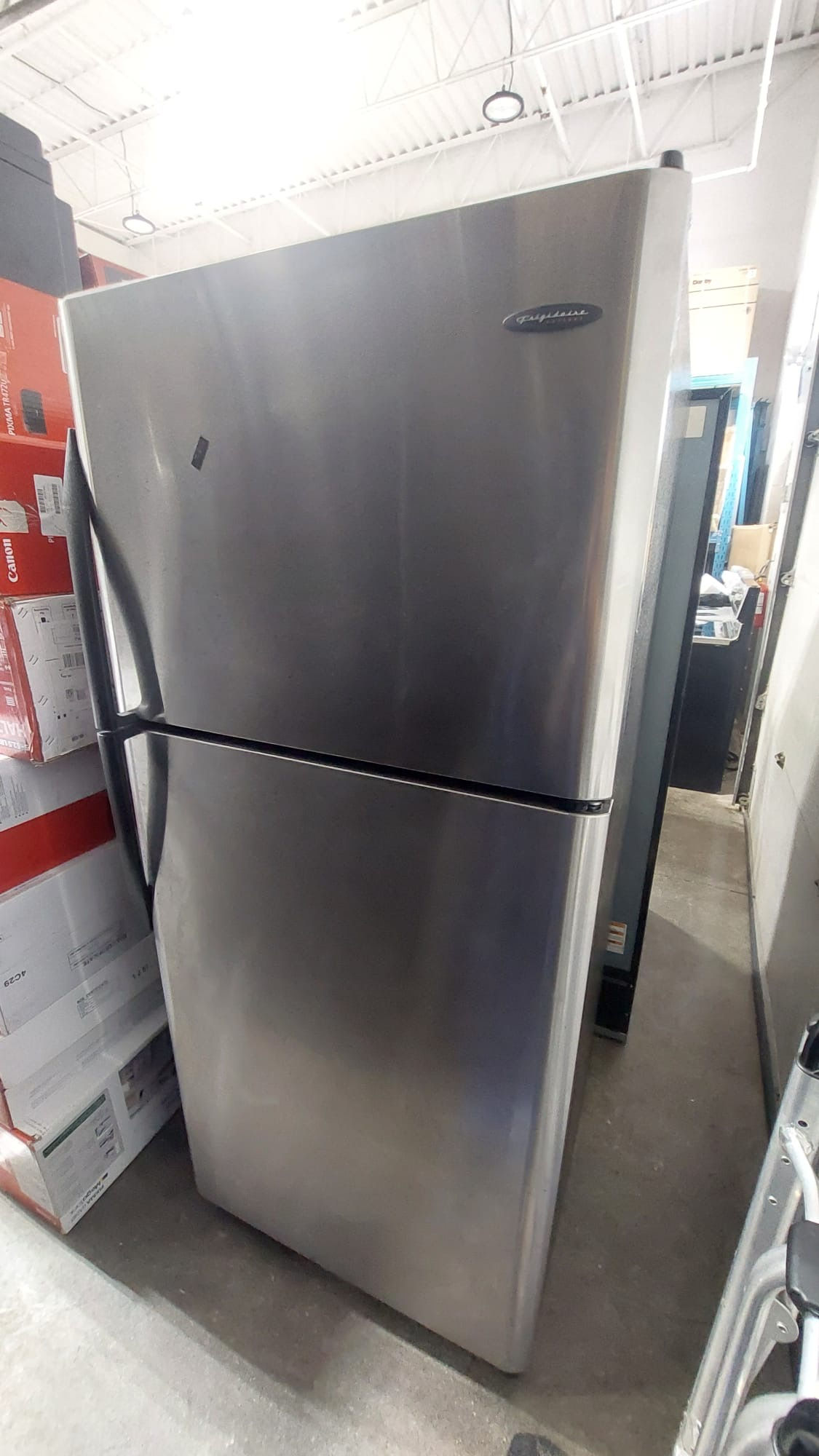 Fridge - Frigidaire 20.5 Cu Ft Top Freezer Single Door - Stainless Steel - Used