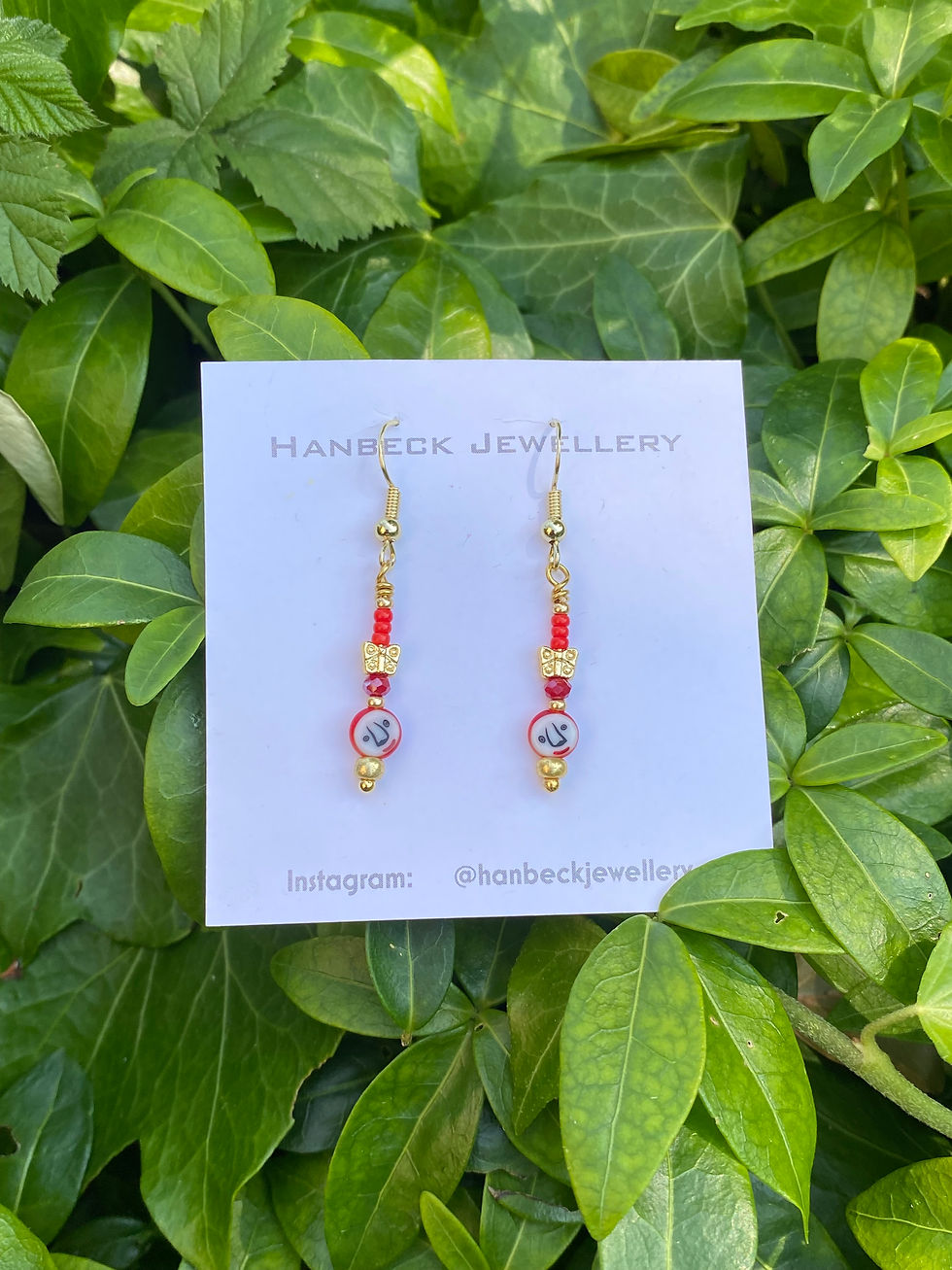 Red Face Earrings