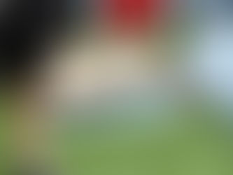 A person holds a shovel with a dead rat on it, standing on green grass. Background includes colorful toys and a red container.